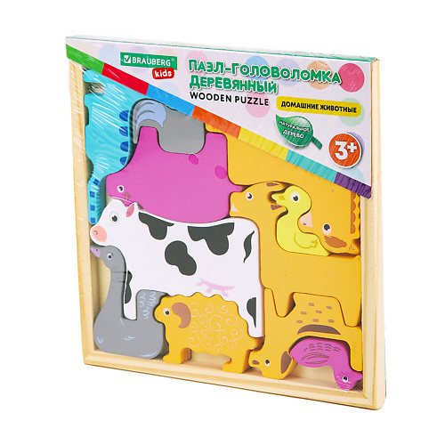 

BRAUBERG Пазл-деревянный развивающий для детей "Домашние животные", Пазл-деревянный развивающий для детей "Домашние животные"