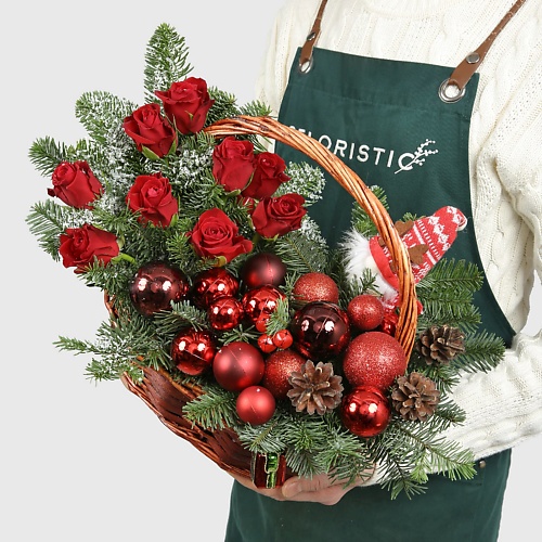 

STUDIO FLORISTIC Новогодняя композиция из Нобилиса «Пламя праздника», Новогодняя композиция из Нобилиса «Пламя праздника»