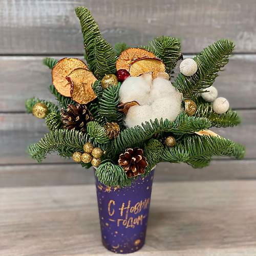 

БУКЕТ МАРКЕТ ДАРИТЕ С УДОВОЛЬСТВИЕМ Новогодняя композиция в стакане №1, Новогодняя композиция в стакане №1