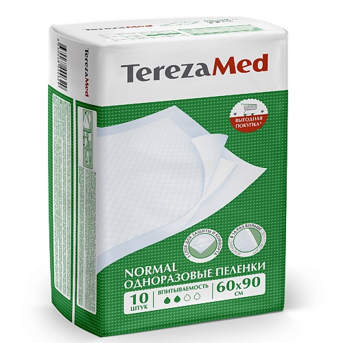 

TEREZAMED Пеленки одноразовые впитывающие Normal 60x90см, Пеленки одноразовые впитывающие Normal 60x90см