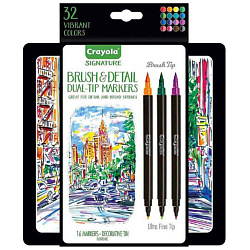 Двусторонние фломастеры в металлическом кейсе  Brush & Detail Double Tip