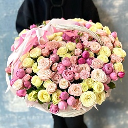 Корзина с пион розами микс