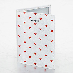 Обложка для паспорта , принт "Сердечки", цвет белый