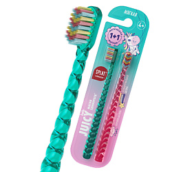 Набор детских зубных щеток "Магия единорога" с ионами серебра, жемчужная Juicy Lab UniMagic