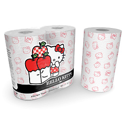 Полотенца бумажные кухонные с рисунком "Hello Kitty" 3 слоя