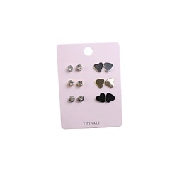 Серьги Modern Hearts+Crystal 6 пар