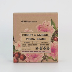 Подарочный набор гель для душа и крем для рук и тела Cherry,Almond,Tonka Beans