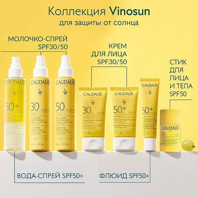 CAUDALIE Вода-спрей для лица, тела и волос Солнцезащитная SPF 50+ Vinosun Protect – фото 6