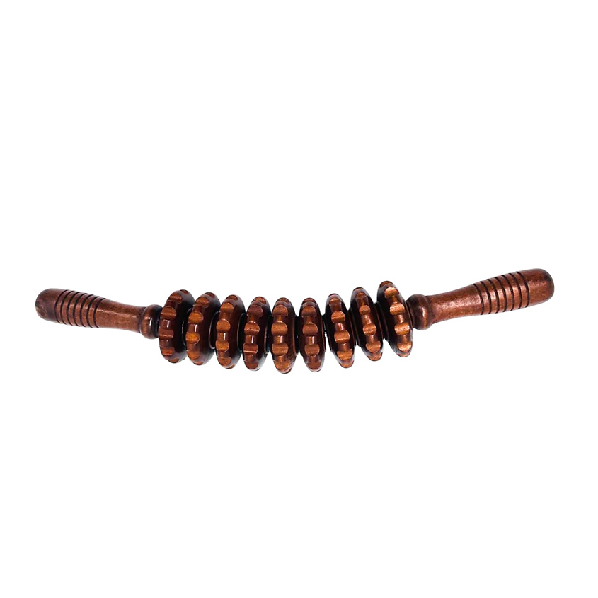 Изображение товара Антицеллюлитный деревянный массажер скалка для тела и ног 9 звеньев QUALIGO