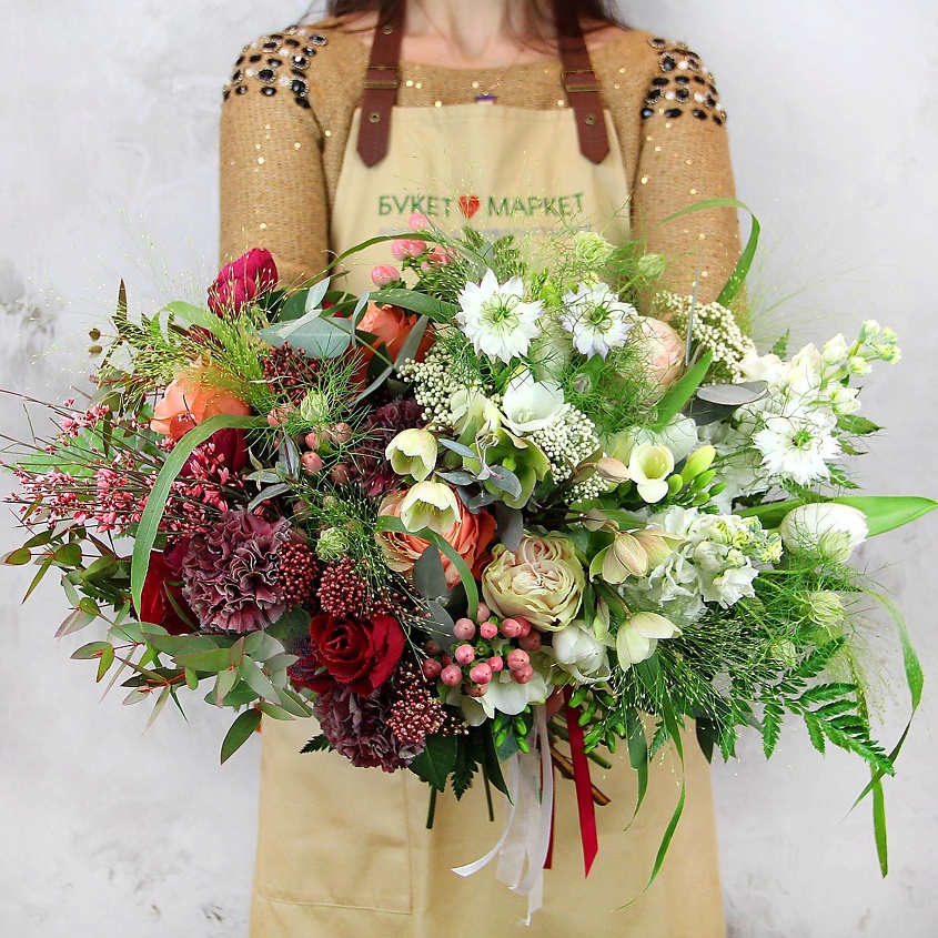 Изображение товара Букет из роз и фрезий Инь и Янь 1 штука красивый и свежий букет цветов