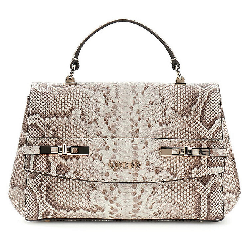 Изображение товара GUESS Сумка с анималистичным принтом Melinda Top Handle Flap Bag, Цвет: Бежевый, коричневый Изображение товара GUESS Сумка с анималистичным принтом Melinda Top Handle Flap Bag, Цвет: Бежевый, коричневый