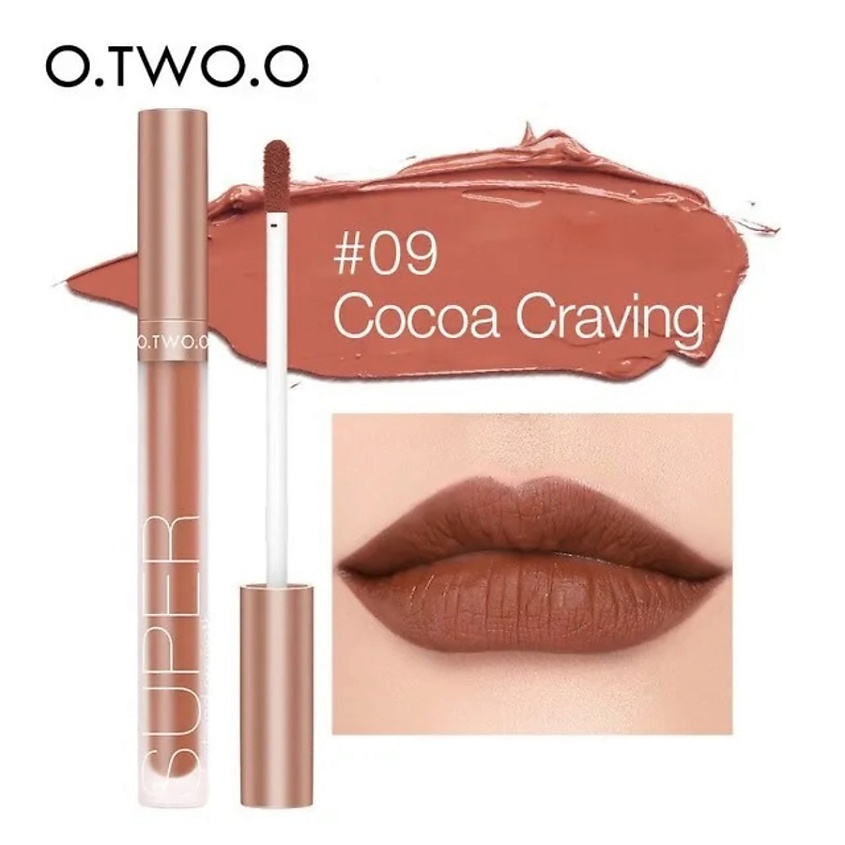 Изображение товара O.TWO.O Блеск для губ Honey Whisper №09 Cocoa Craving матовый стойкий увлажняющий