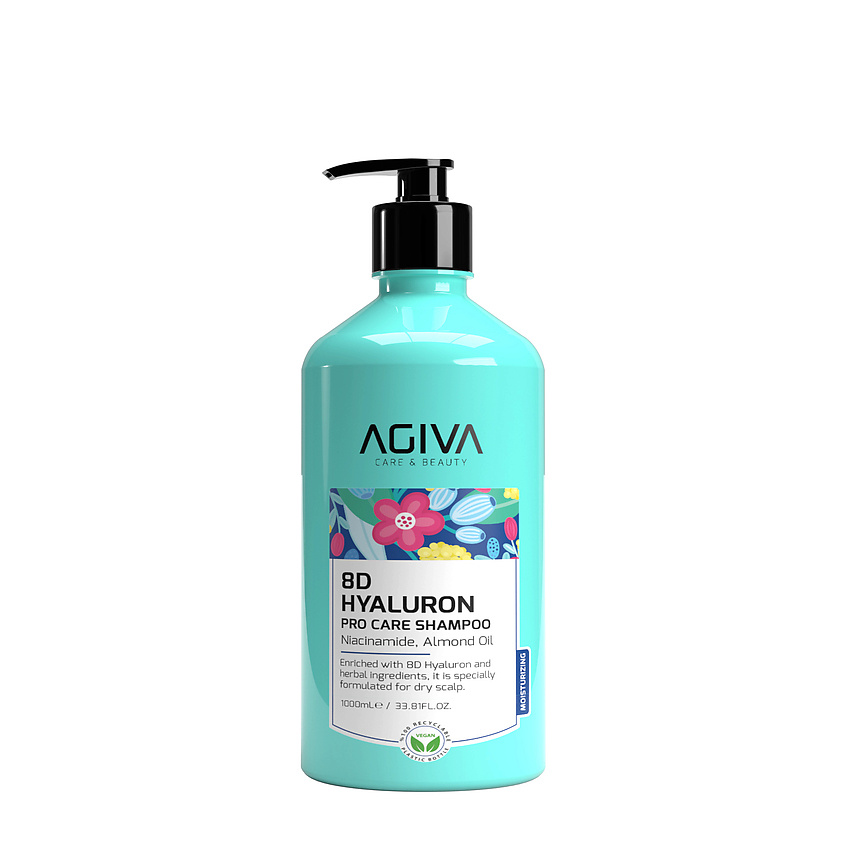 Изображение товара AGIVA BEAUTY Шампунь для волос 8D Hyoluron Pro Care 1000 мл для сухих и ломких волос