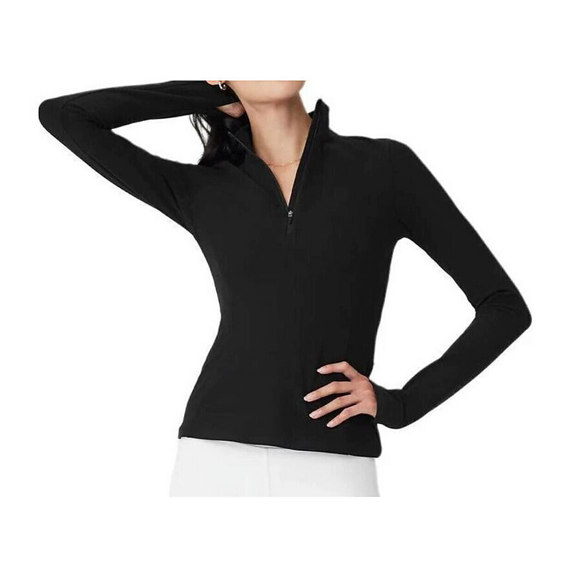 Изображение товара ALO YOGA Лонгслив Alosoft 1/2 Zip Rapid Pullover, Цвет: Черный (Black), Размер: L