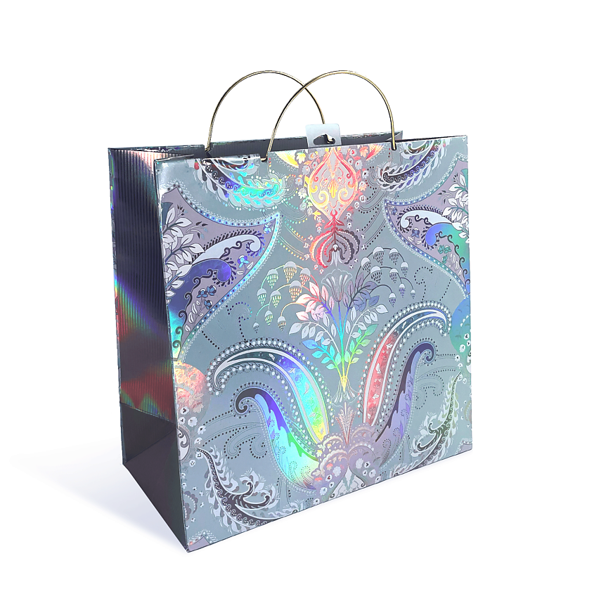 Изображение товара Подарочный пакет Лакарт Дизайн серо-голубой премиум 26,5x26,5x12,5 см