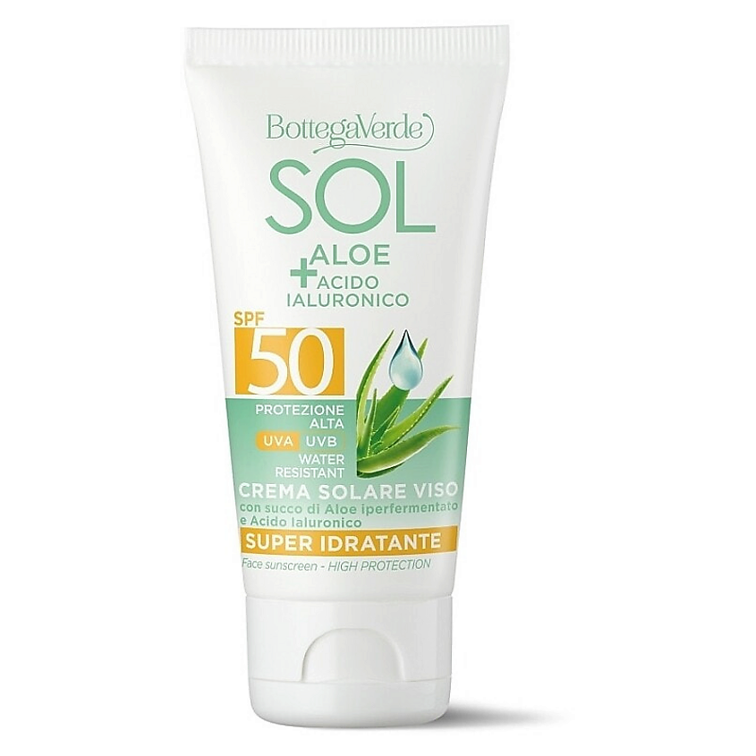 Изображение товара BOTTEGA VERDE Солнцезащитный крем для лица Sol Aloe + Hyaluronic Acid Face Sunscreen SPF50, 50 мл