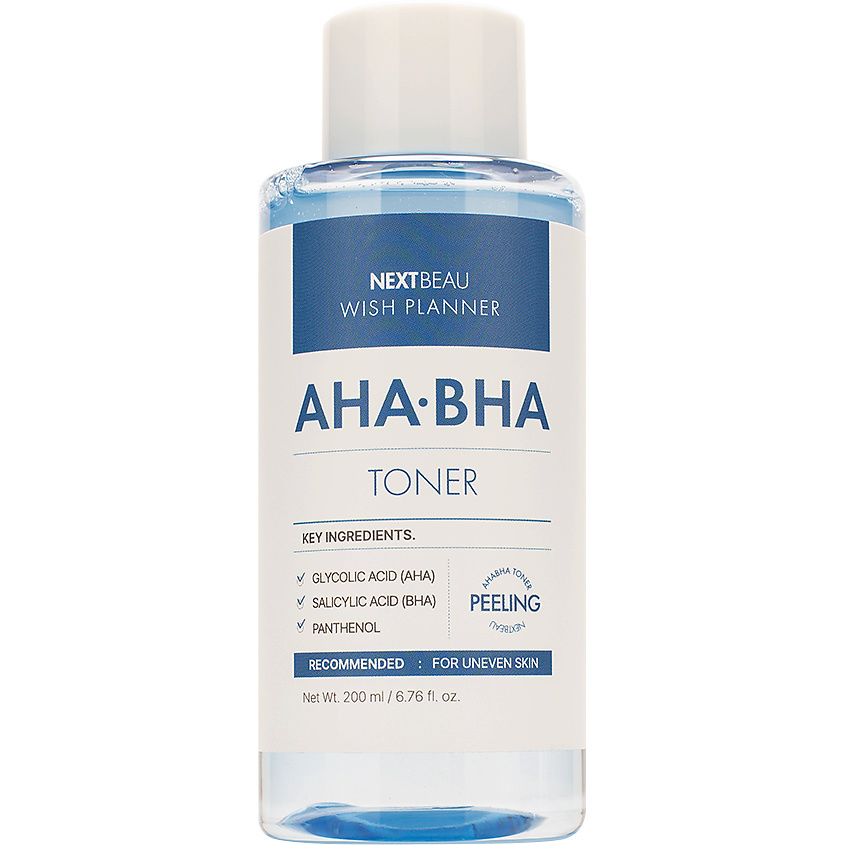 Изображение товара NEXTBEAU отшелушивающий пилинг-тонер с AHA/BHA кислотами для проблемной кожи 200 мл