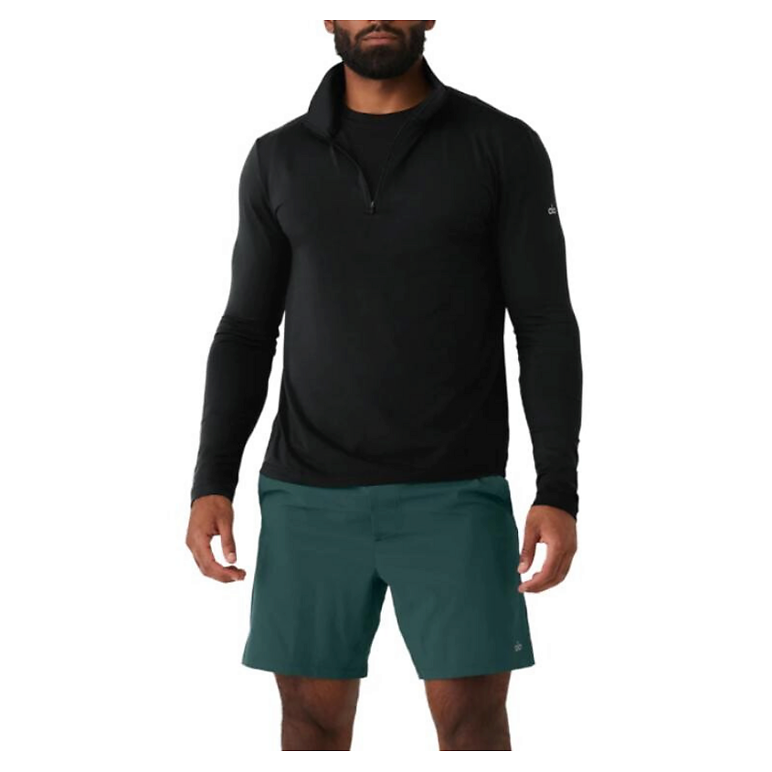 Изображение товара ALO YOGA Лонгслив Conquer 1/4 Zip Reform Long Sleeve, Размер: L, Цвет: Черный (Black)