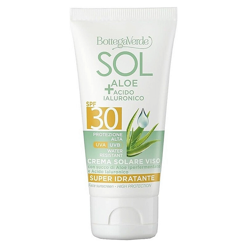 Изображение товара BOTTEGA VERDE Солнцезащитный крем для лица Sol Aloe + Hyaluronic Acid Face Sunscreen SPF30, 50 мл
