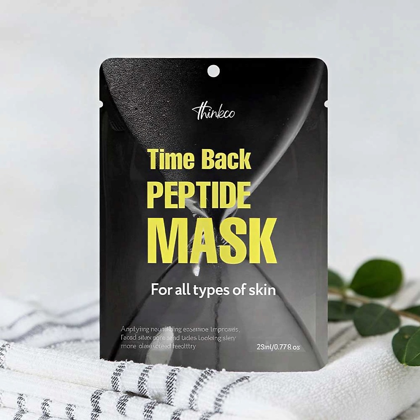 Изображение товара Маска-салфетка для лица с пептидами THINKCO натуральная целлюлоза 10-20 минут