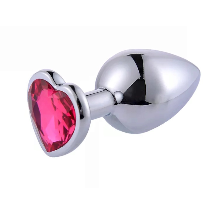 Изображение товара QUALIGO Металлическая анальная пробка с кристаллом сердце размер S для взрослых