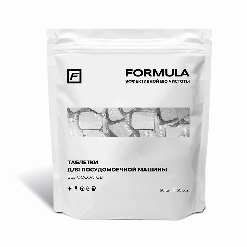 Изображение товара F FORMULA Таблетки для посудомоечной машины без фосфатов, 60 шт.