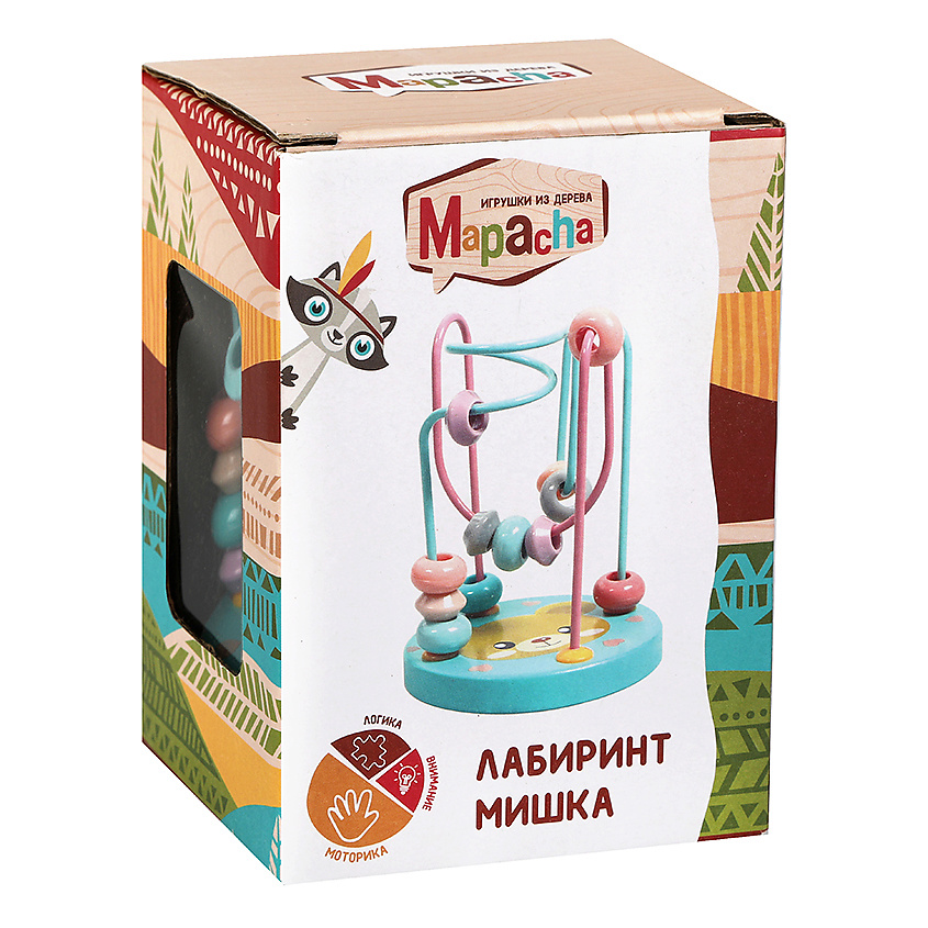 Изображение товара Развивающая игрушка для детей лабиринт Мишка 1 год+ натуральные материалы
