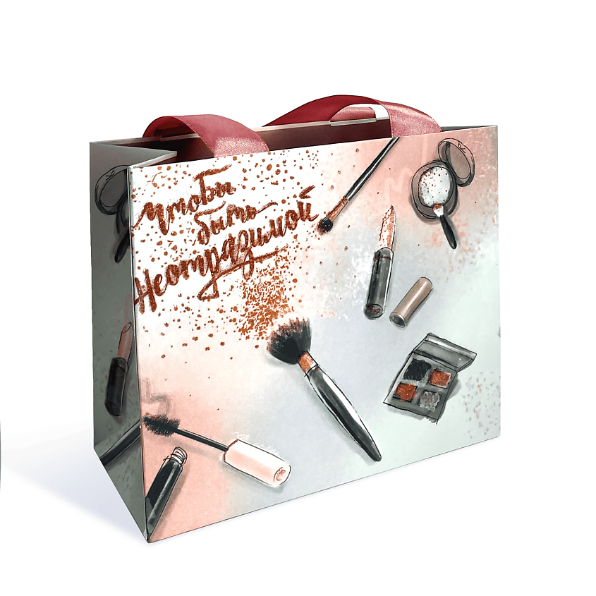 Изображение товара Подарочный пакет Лакарт Дизайн пудровый 16,5x14x7,5 см универсальный