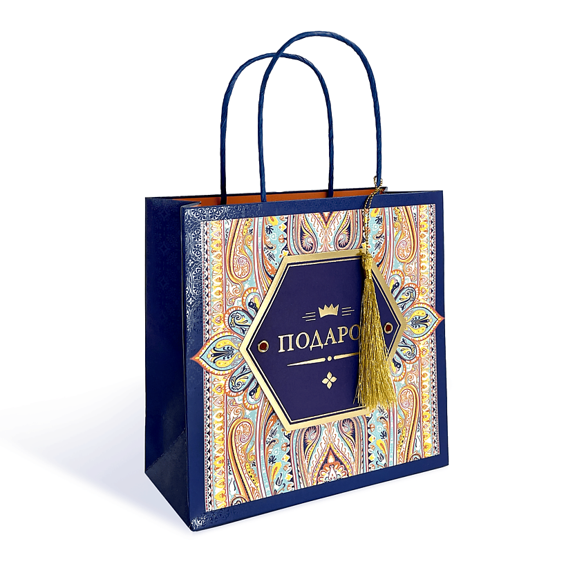 Изображение товара Подарочный пакет Лакарт Дизайн темно-синий 16,5x16,5x7,5 см универсальный