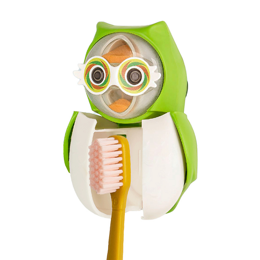 Изображение товара Футляр для зубной щетки со встроенными песочными часами и совой, зеленый