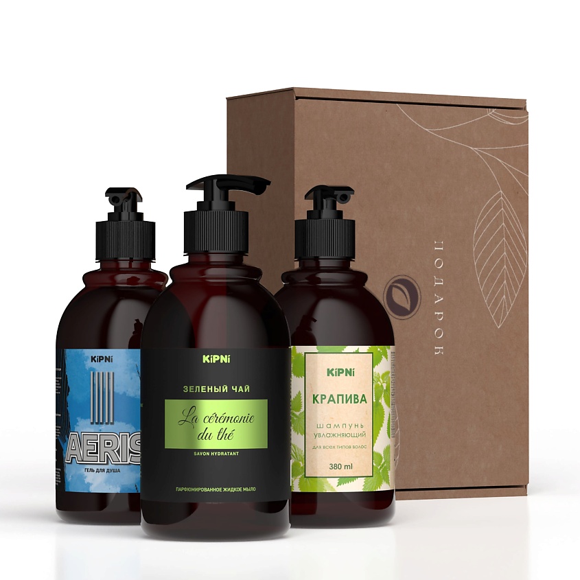 Изображение товара KIPNI Набор подарочный мужской 3 в 1, Шампунь, гель для душа, жидкое мыло, 1 шт.