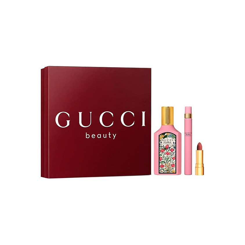 Изображение товара Парфюмерная вода Gucci Flora Gorgeous Gardenia набор 50 ml + 10 ml + помада 1 g