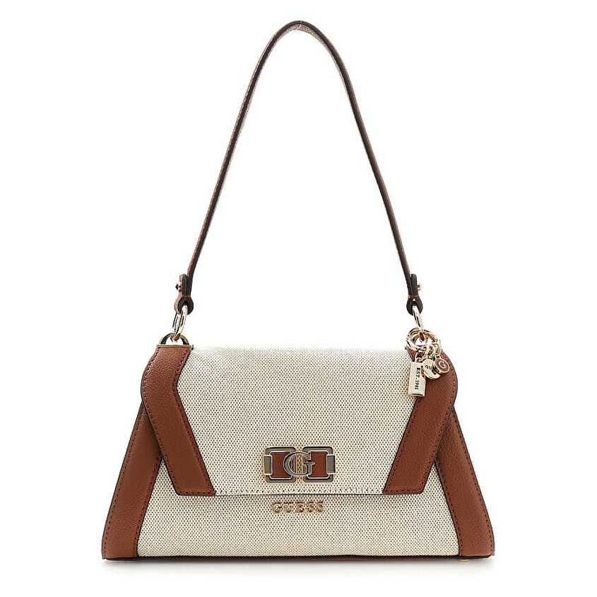 Изображение товара GUESS Сумка на плечо Karnilla Flap Shoulder Bag, Цвет: Бежевый, коричневый Изображение товара GUESS Сумка на плечо Karnilla Flap Shoulder Bag, Цвет: Бежевый, коричневый