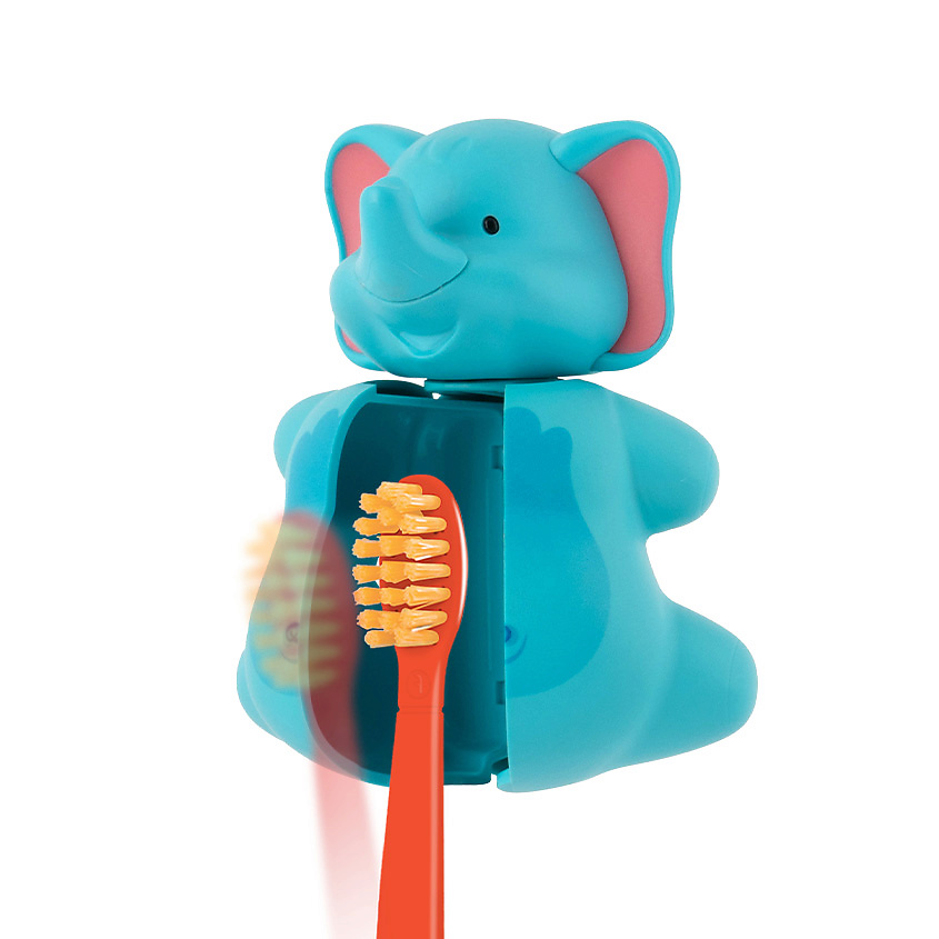 Изображение товара Футляр в виде слона для зубной щетки детский с присосками и щеткой