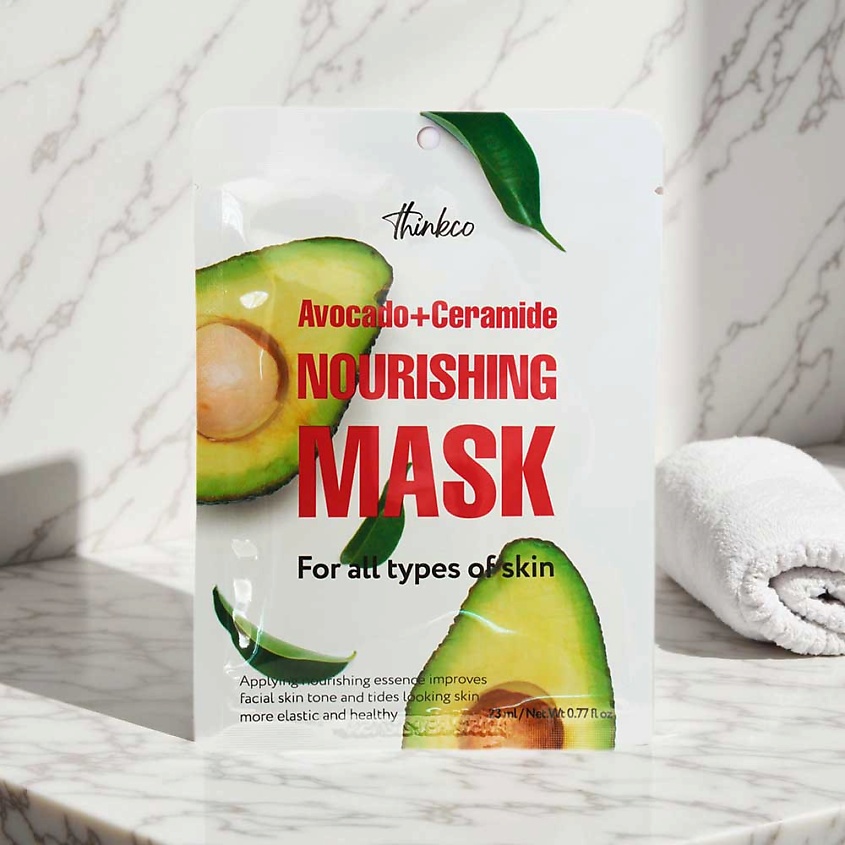 Изображение товара THINKCO Тканевая маска для лица с экстрактом авокадо и керамидами