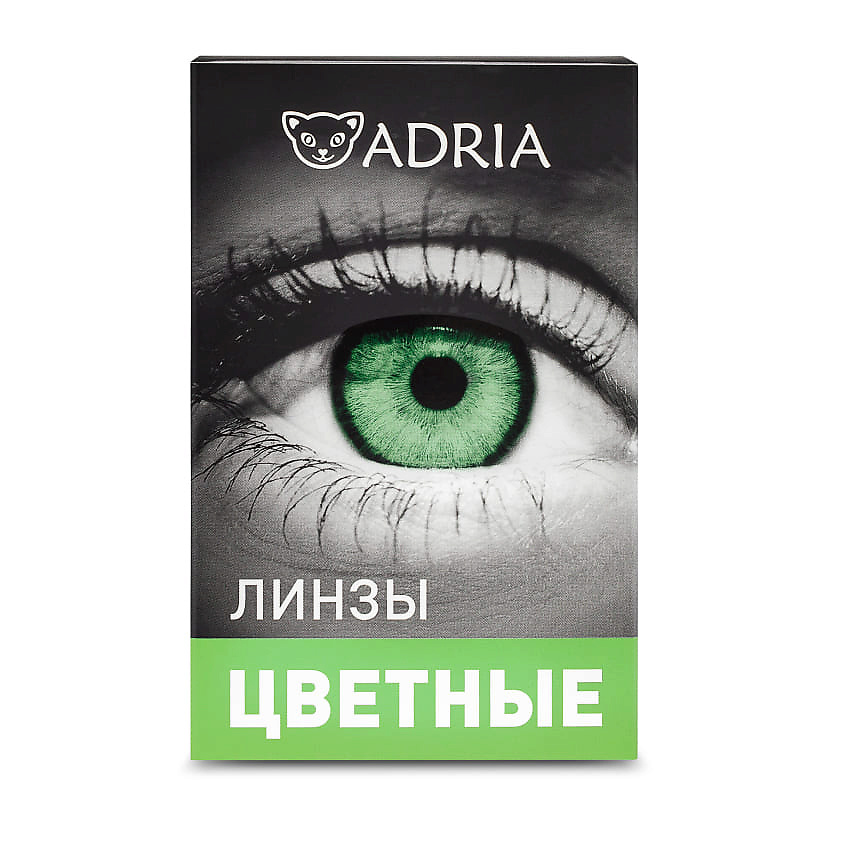 Изображение товара ADRIA Набор линз с раствором и контейнером Elegant, GREEN, без диоптрий