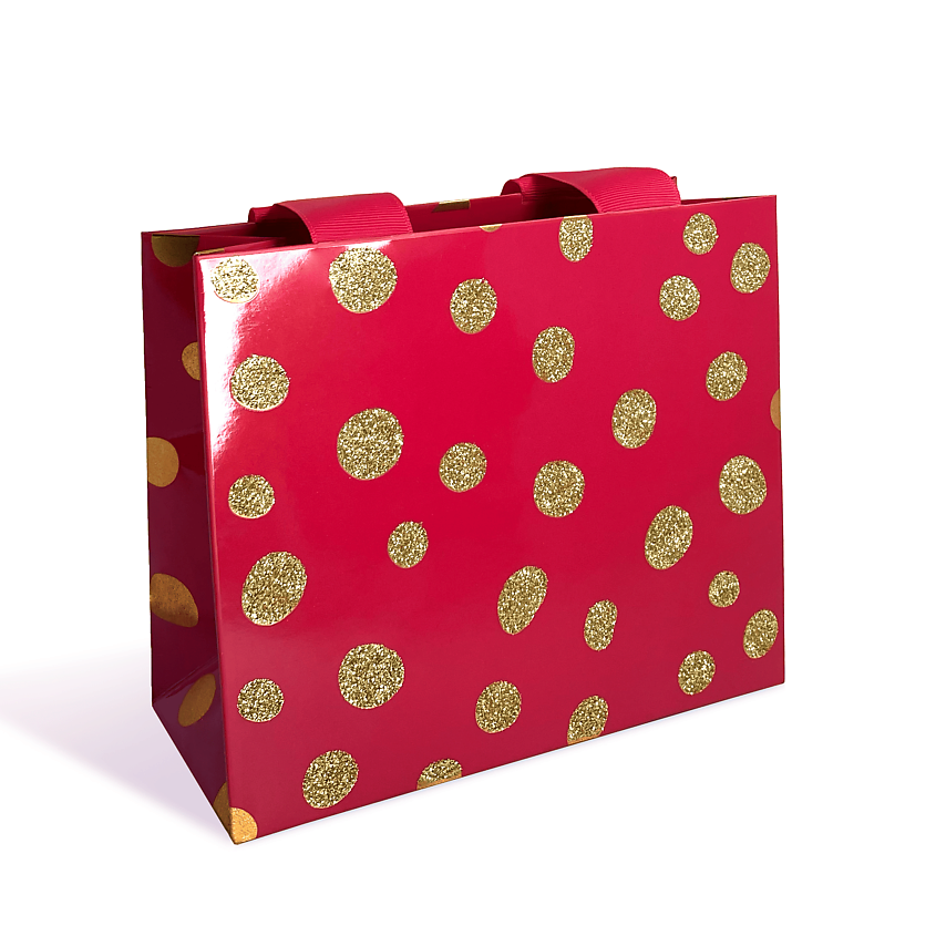 Изображение товара Подарочный пакет Лакарт Дизайн красно-золотой 16,5х14х7,5 см для подарков