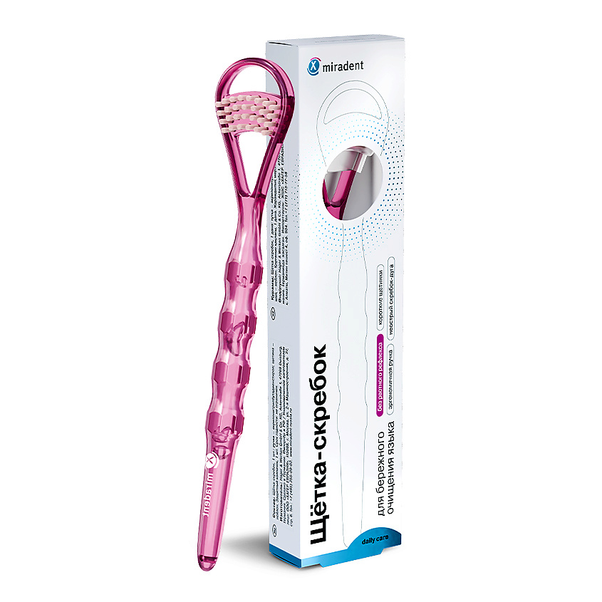 Изображение товара Щетка-скребок для очистки языка Tong-Clin de Luxe MIRADENT розовый