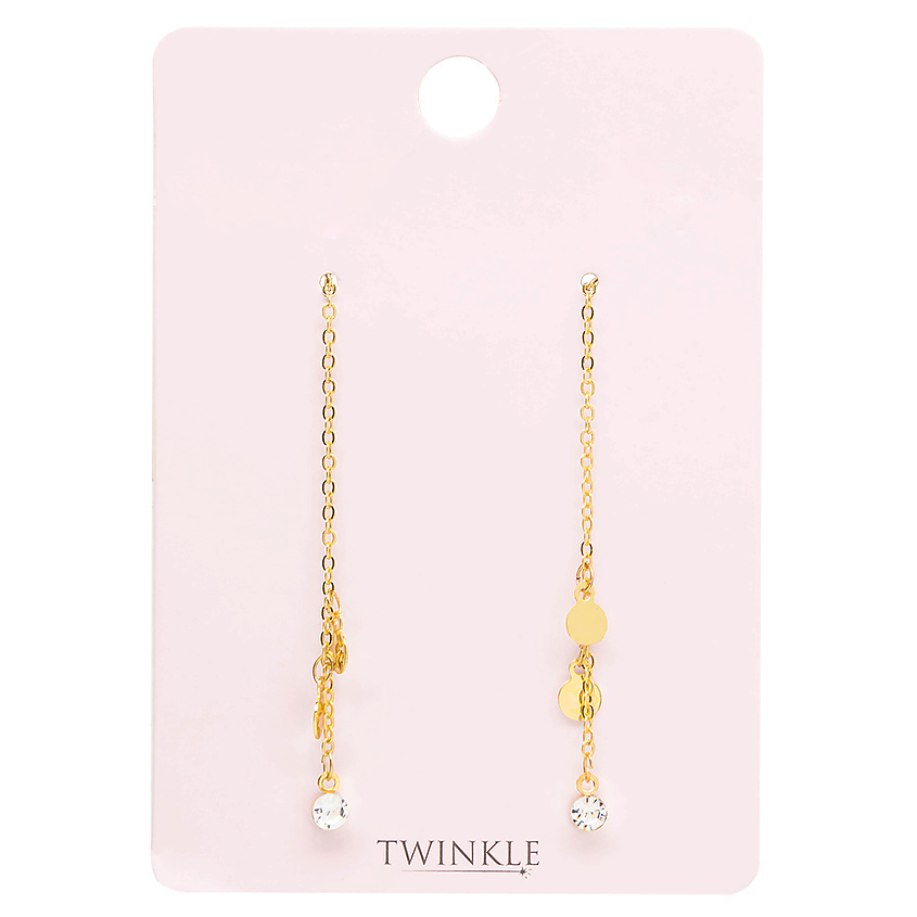 Изображение товара TWINKLE GOLDEN LINES серьги с акцентными камнями универсальные