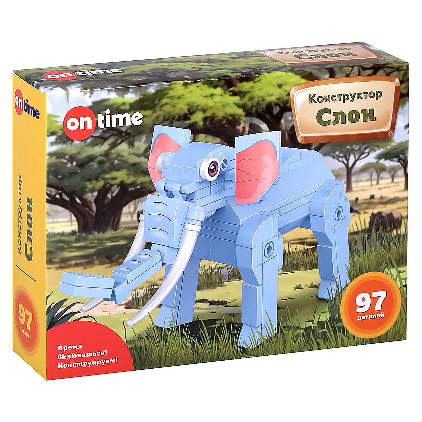 Изображение товара Конструктор ON TIME Слон 97 деталей 3D развивающая игрушка для детей