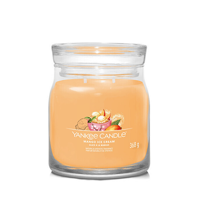 Изображение товара Ароматическая свеча Yankee Candle Mango Ice Cream 368 г для создания уюта и приятной атмосферы