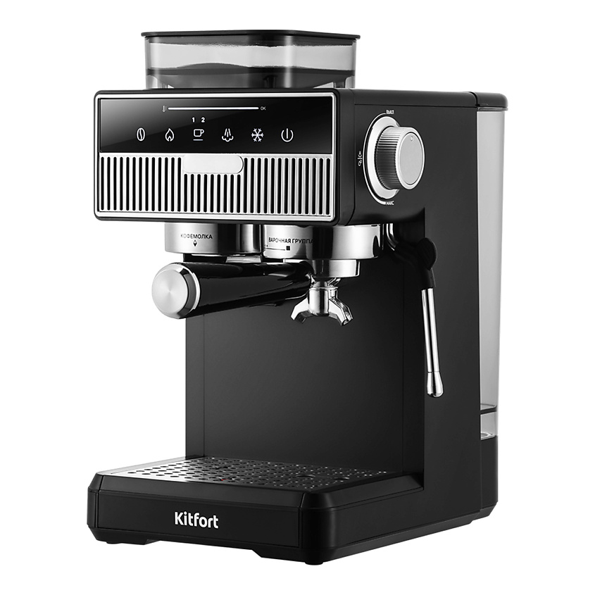 Изображение товара KITFORT KT 7682 кофемашина с кофемолкой рожковая и стимером