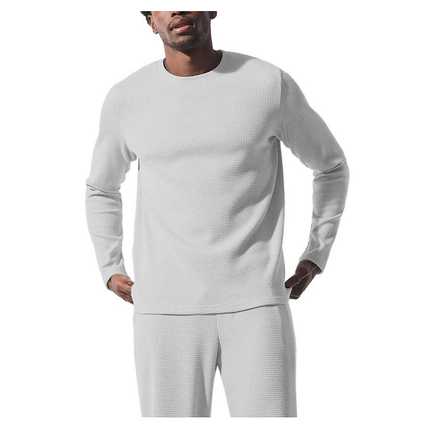 Изображение товара ALO YOGA Лонгслив Elevate Waffle Long Sleeve Crew, Размер: XL, Цвет: Gray/Athletic Heather Grey