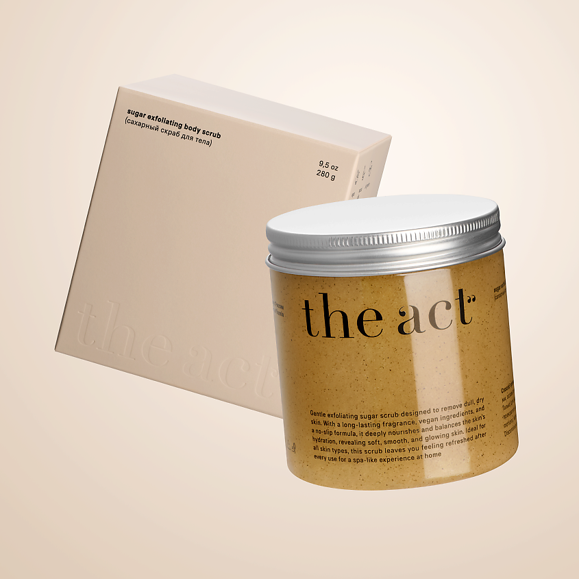 Изображение товара Сахарный скраб для тела THE ACT 300 г натуральный антицеллюлитный увлажняющий