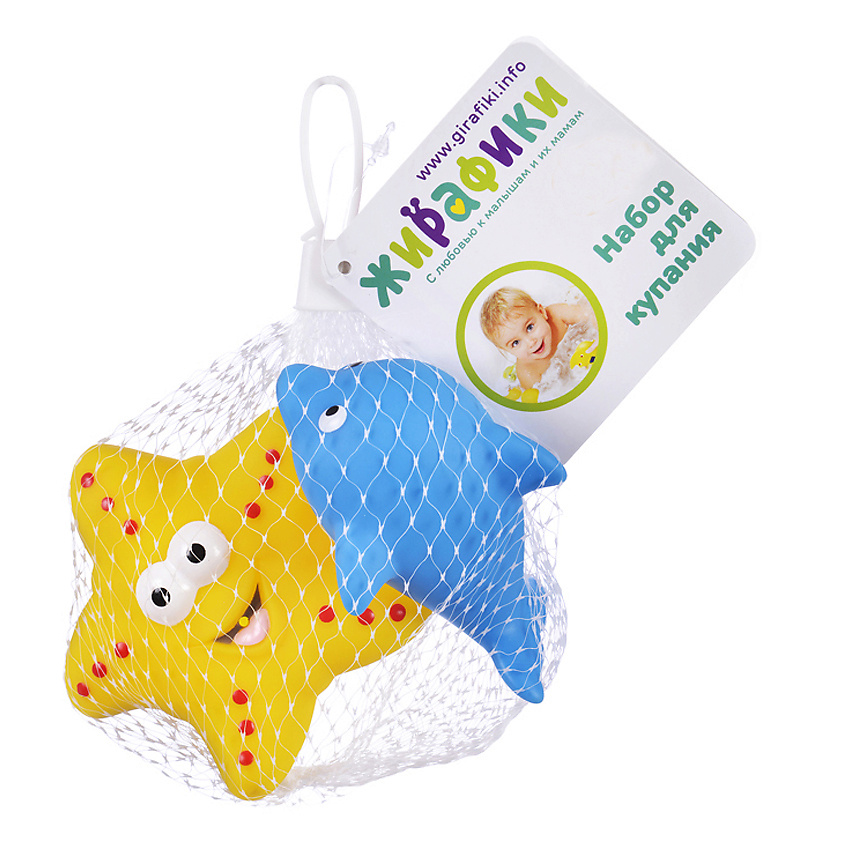 Изображение товара Набор игрушек для купания ЖИРАФИКИ 2 шт дельфин и морская звезда водные игрушки