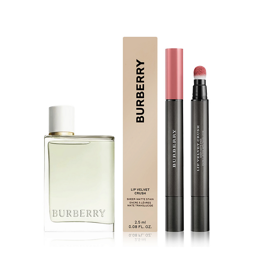 Изображение товара BURBERRY Набор: Туалетная вода Her Eau de Toilette + Помада Lip Velvet Crush, Burberry Her Eau de Toilette 30 мл + № 16 Copper Pink, 2.5 мл