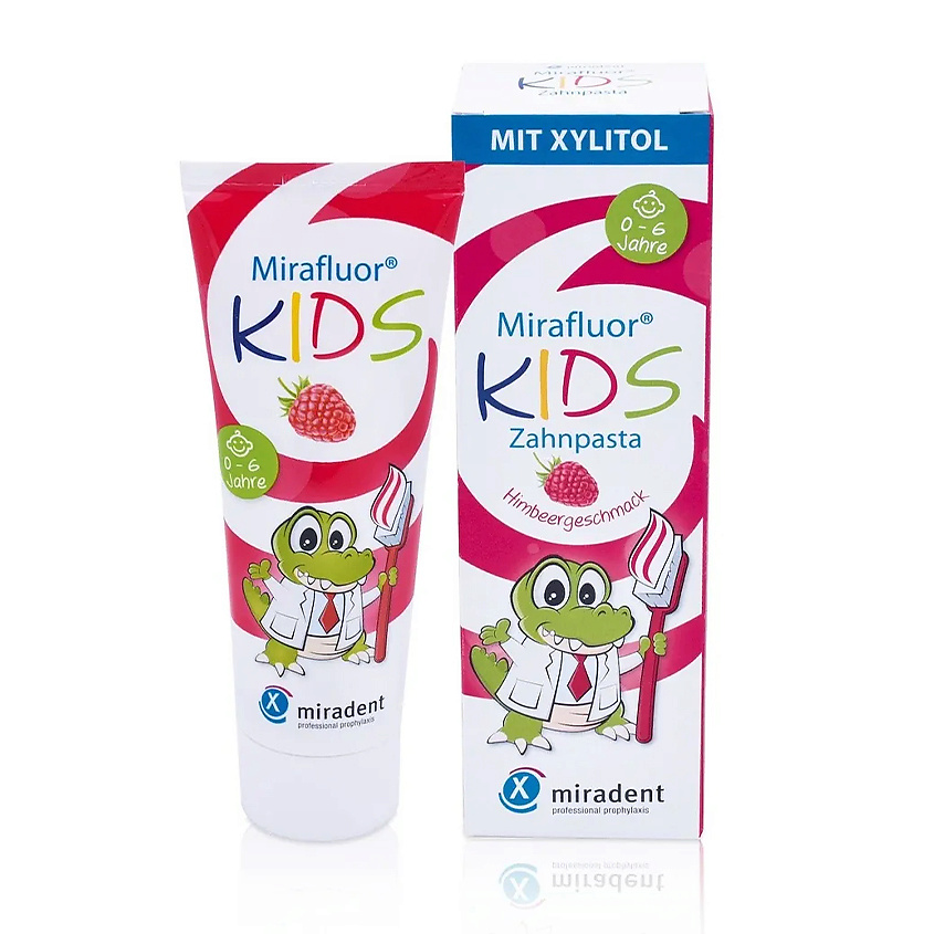 Изображение товара MIRADENT Детская зубная паста Mirafluor Kids защита от кариеса с ксилитом, 75 мл
