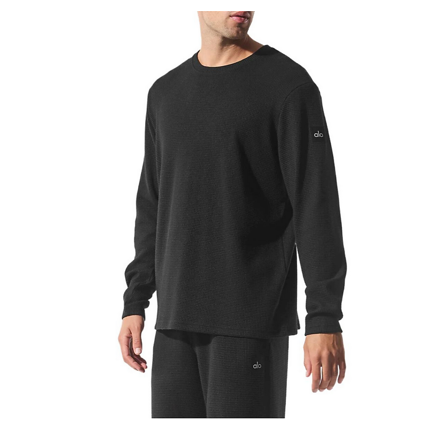 Изображение товара ALO YOGA Лонгслив Elevate Waffle Long Sleeve Crew, Цвет: Black, Размер: L