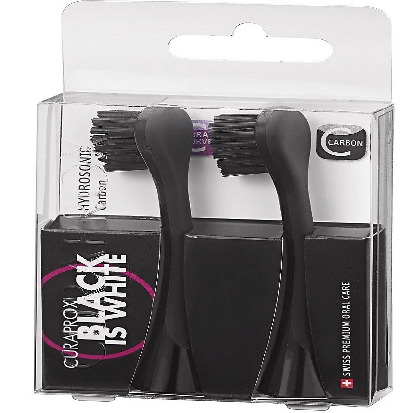 Изображение товара Набор сменных насадок для звуковой зубной щетки CURAPROX Black is White carbon