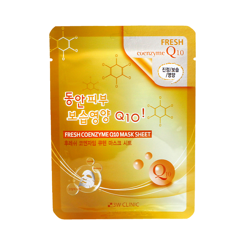 Изображение товара 3W CLINIC Тканевая маска для лица с коэнзим Q 10, FRESH Coenzyme Q 10 Mask Sheet, 23 г